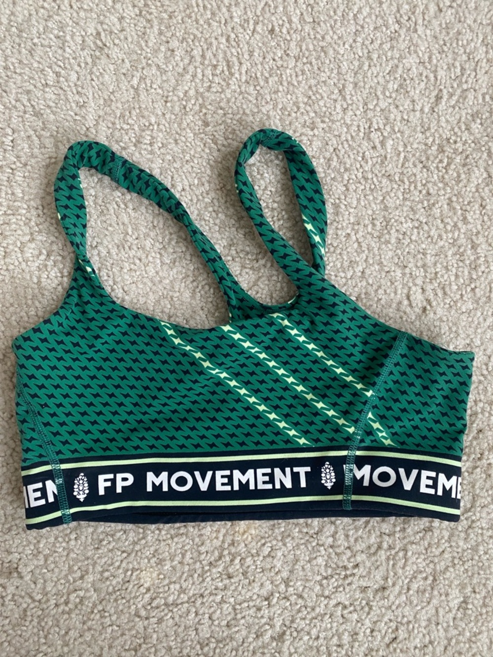 FP movement Green Houndstooth Sports BraS